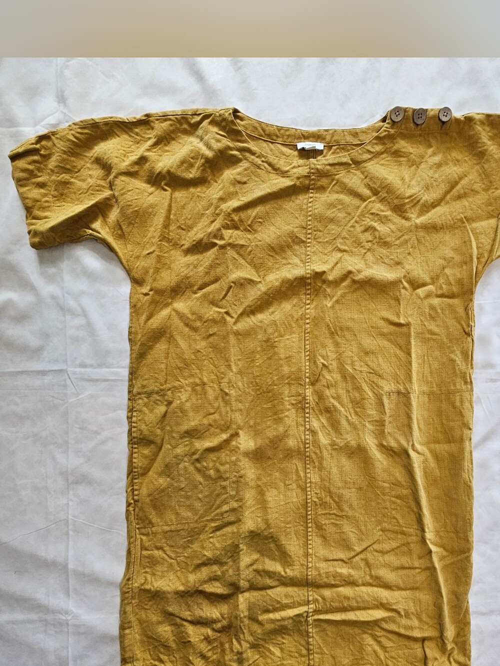 Pure Jill Womens S Goldenrod Yellow Shift Dress Tencel Pockets Button Shoulder